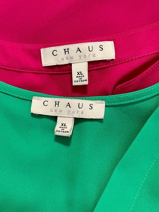 CHAUS Women's Flutter Sleeve V-Neck Blouse - Green and Sleeveless Blouse Pink XL - Picture 14 of 15